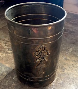 Vintage Brass Trash Can Waste Basket Container Made In India
