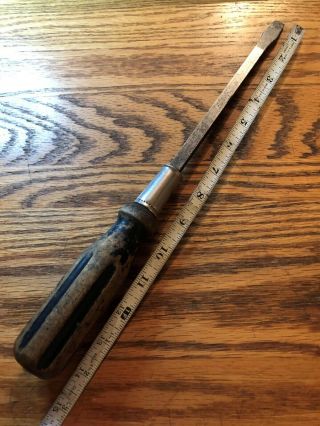 Vintage Screwdriver Wooden Handle 14.  5 " Overall Length 3/8 " Wide Flat Head