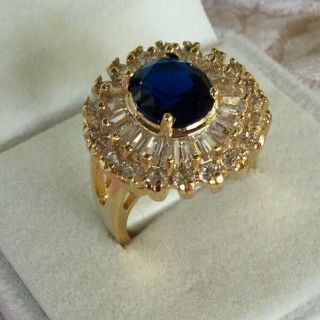 Vintage Jewellery Gold Ring Blue And White Sapphires Antique Deco Jewelry 9 S