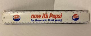 Vintage Pepsi Cola Metal Ruler Old Logo Now Its Pepsi For Those Who Think Young