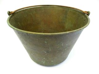Antique Old Metal Brass Iron Handle 1866 Clubed Large Pail Bucket