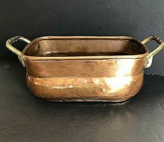 Vintage Small Solid Hammered Copper Brass Planter Box
