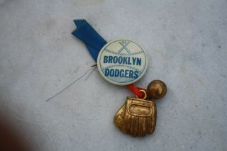 Vintage Brooklyn Dodger Baseball,  Pin With Ball & Glove 1950 