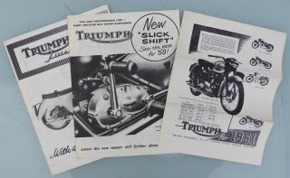 3 Triumph Motorcycle Brochure Book 1951 1958 T110 6t 5t T100 Pre Unit