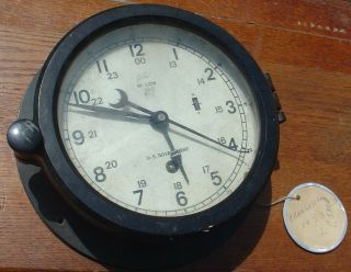 Vintage M Low Us Government Ship Clock Black Bakelite Case