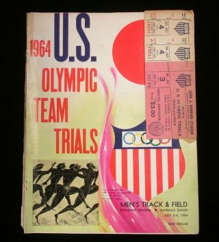 July 3 - 4 1964 Us Olympic Team Trials Mens Track & Field Program W/3 Ticket Stubs