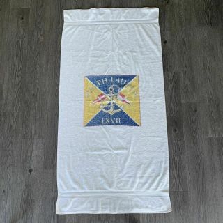 Polo Ralph Lauren Lxvii Anchor Flag Beach Towel Blanket Vintage 80s Made In Usa