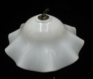 Vintage Ruffled Milk Glass Smoke Bell Shade Hanging Oil Lamp