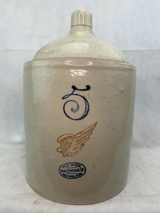 Red Wing Pottery 5 Gallon Large Antique Stoneware Jug - Antique