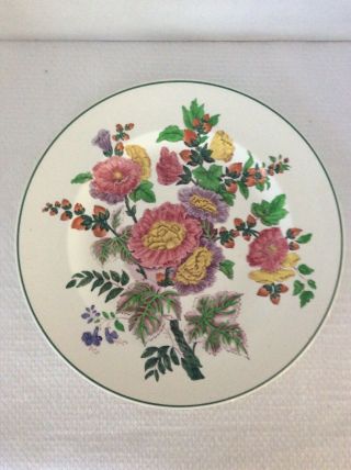 Vtg Wedgwood 1930s Etruria England Ranunculus Floral Botanical Dinner Plate 10”