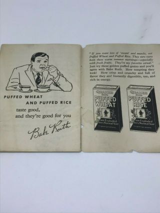 VINTAGE 1934 Babe Ruth Quaker Oats How to Throw Curves Vintage Booklet 3