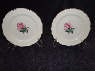 W S George Lido Vintage Pink Rose Bread Plates 6 1/2 " Set Of 2