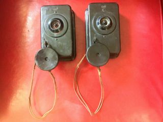Antique Black Metal Wall Mount Intercom Phones Set Of 2 S.  H.  Couch Co. ,  Mass.