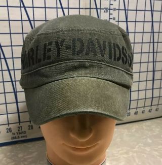 Vintage Harley Davison Military Green Baseball Cap Hat Xl Fitted