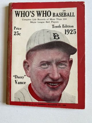1925 Who’s Who In Baseball “dazzy Vance” On Cover