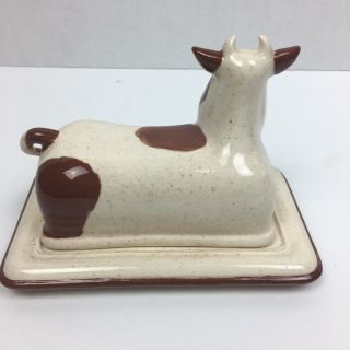 VTG Cow Covered Butter Dish Unique & Farmhouse Country 3
