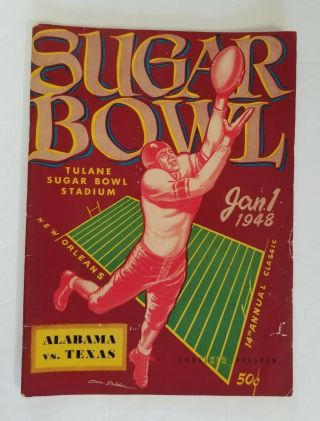 1948 Ncaa Football Program Sugar Bowl Alabama Vs Texas
