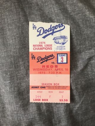 Juan Marichal Last Career Game Ticket Stub Los Angeles Dodgers Giants 1975 Look