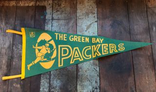 1960s Vintage Green Bay Packers Wisconsin Nfl Football Pennant 12x29.  5