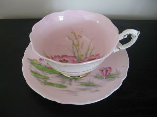 Paragon Pale Pink Lily Pad Wide Mouth Tea Cup And Saucer