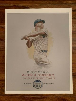 2008 Etopps Allen & Ginter Yankee Stadium Tribute Mickey Mantle 17 X 22 Canvas