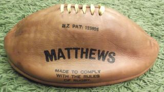 Vintage Matthews Of Zealand Leather Rugby Union Ball