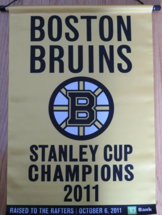 Rare 2011 Boston Bruins Stanley Cup Champions Raised To Rafters 12x18 Banner
