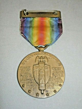 Vintage Military WWI WW1 US Army Victory Medal The Great War For Civilization 2