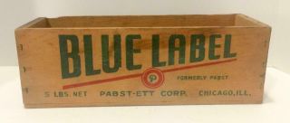 Vtg Wooden Cheese Box Blue Label Pabst Ett 5 Lb Wood Crate Chicago Illinois