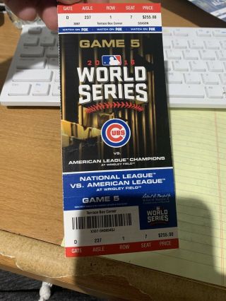 2016 World Series Game 5 Ticket Wrigley Field Chicago Cubs