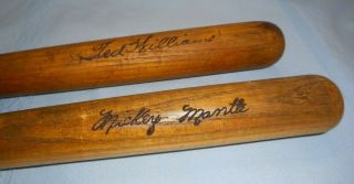 2 Vintage Souvenir Baseball Bats Mickey Mantle & Ted Williams Nyy & Red Socks