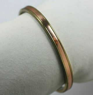 Vintage Signed Sergio Lub Healing Style Copper Brass Cuff Bracelet