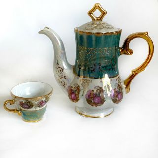 Vintage Japan Fragonard Porcelain Coffee/tea Pot & Cup