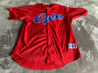 Chicago Cubs Jersey Mens Large Adult Vintage 2002 Red Blue Mlb Baseball