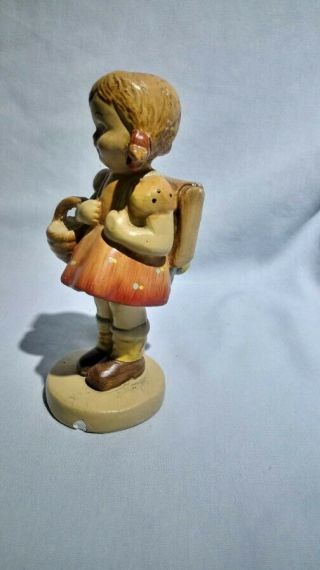 Vintage 40s Chalkware Hummel Like School Girl Backpack Figurine 2