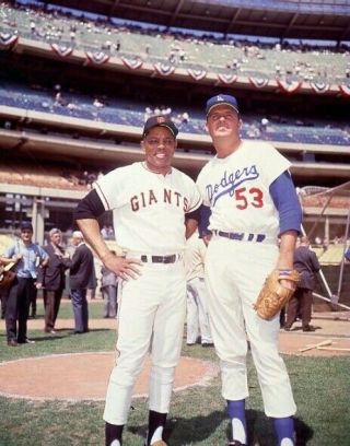 1960’s Photo Transparency Willie Mays & Don Drysdale Giants Vs Dodgers