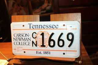 2001 Tennessee License Plate Carson Newman College Cn 1669