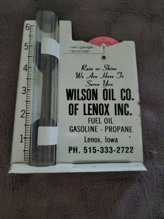 Vintage Rain Gauge - Wilson Oil Company - Feul - Gasoline - Propane - Oil Lenox Iowa