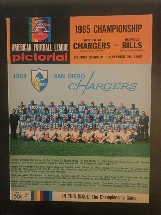 1965 Afl Championship Program - Buffalo Bills At San Diego Chargers - Football