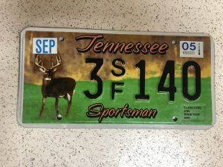 Tennessee License Plate - Sportsman - “3sf140”