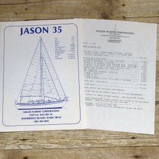 Vintage Sailboat Dealer Sales Brochure Jason 35 1983 Price List Yacht Boating