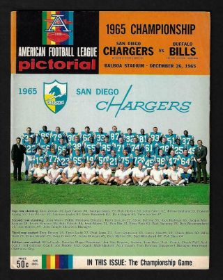 1965 American Football League Afl Championship Program,  Chargers Vs Bills - Nm