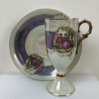 Antique Royal Vienna Pedestal Tea Cup & Saucer