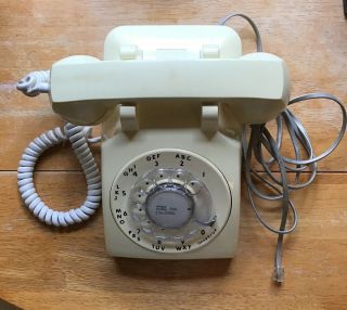 Vintage At&t Rotary Dial Desk Telephone Beige Phone