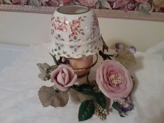 Vintage Home Interior & Gifts Large Candle Stick Holder Spring Floral And Lace