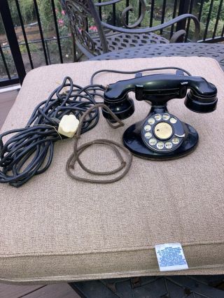 Antique Western Electric Desk Phone Model D - 1 1930’s With E1 Handset And Cord