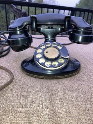 Antique Western Electric desk phone model D - 1 1930’s With E1 Handset And Cord 2