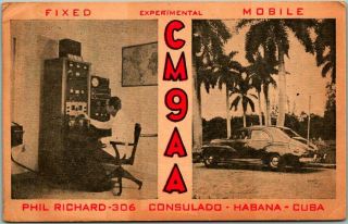 Vintage Havana Cuba Postcard Qsl Amateur Radio Postcard Phil Richard 1949 Cancel