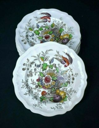 Vtg Royal Doulton Set 4 Hampshire Bird & Floral Urn Salad Dessert Plates Evc A,