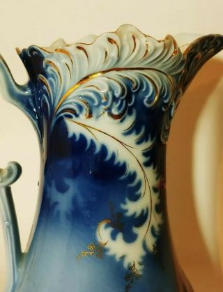 Exquisite Antique Flow Blue Chocolate Or Coffee Pot 8 1/2 " Tall